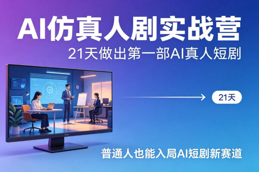 AI仿真人剧实战营，21天做出第一部AI真人短剧，普通人也能入局AI短剧新赛道(更新)
