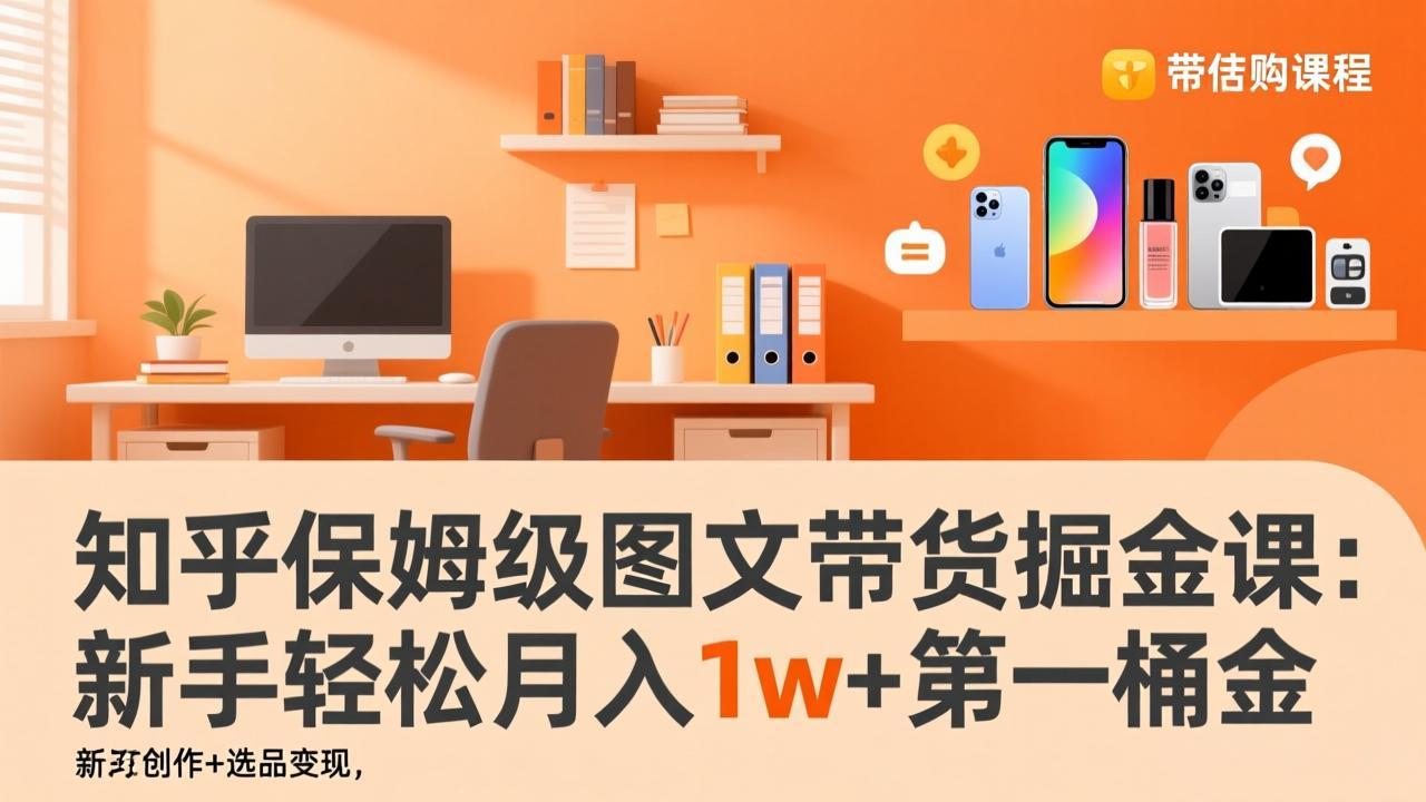 知乎保姆级图文带货掘金课：账号打造+爆文创作+选品变现，新手轻松月入1w+第一桶金