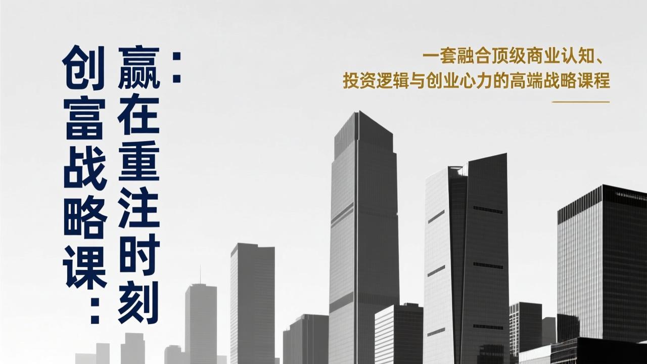 《创富战略课：赢在重注时刻》一套融合顶级商业认知、投资逻辑与创业心力的高端战略课程