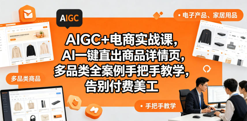 AIGC+电商实战课，AI一键直出商品详情页，多品类全案例手把手教学，告别付费美工(更新0725)