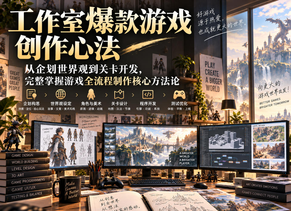 工作室爆款游戏创作心法｜从企划世界观到关卡开发，完整掌握游戏全流程制作核心方法论