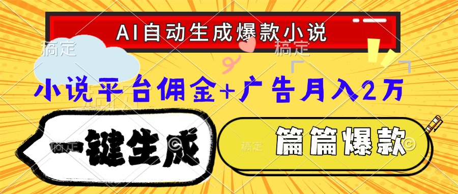 Ai自动生成网文爆款小说，一件生成小说大纲、故事情节，每篇都是爆款，...