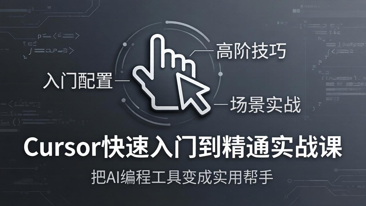 Cursor快速入门到精通实战课：入门配置+高阶技巧+场景实战，把AI编程工具变成实用帮手