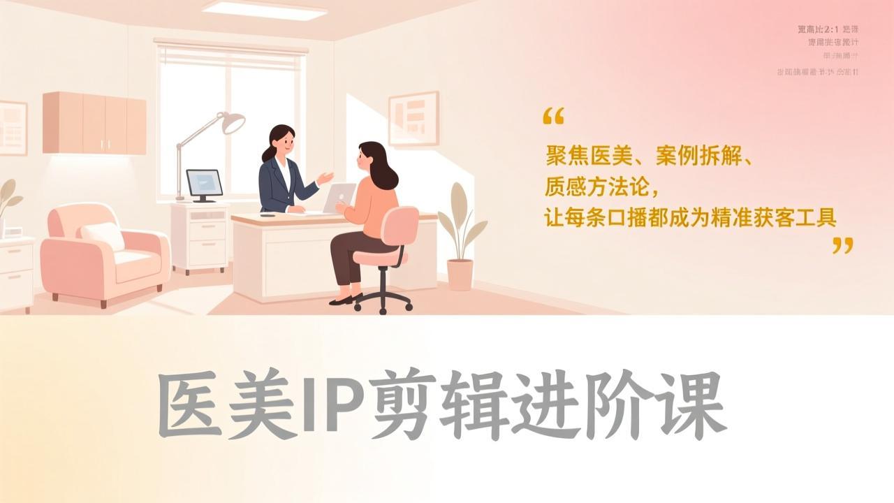 医美IP剪辑进阶课，聚焦医美、案例拆解、质感方法论，让每条口播都成为精准获客工具